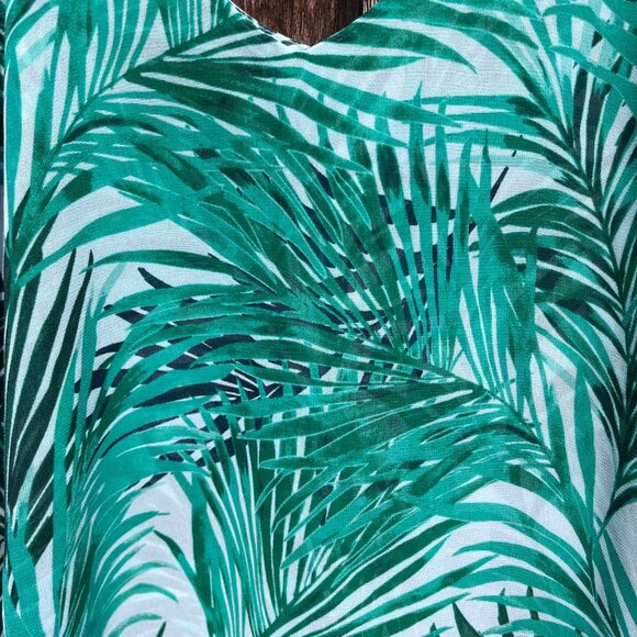 Ann Taylor Factory Size S Women's Camisole Top Tropical Leaves Beachy Oversize - Picture 5 of 8